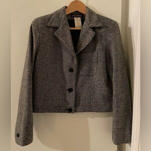 Sz 8: Wool Tweed JG Hook Short Bomber Style Blazer Taupe/Grey/Browns